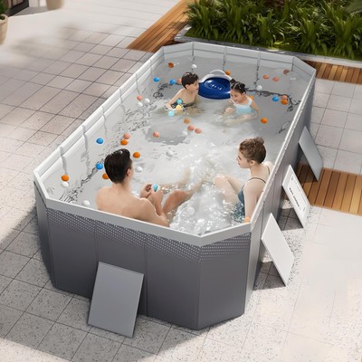 New Foldable Family Swimming Pool Above Ground Garden Outdoor 3M Gray Pool