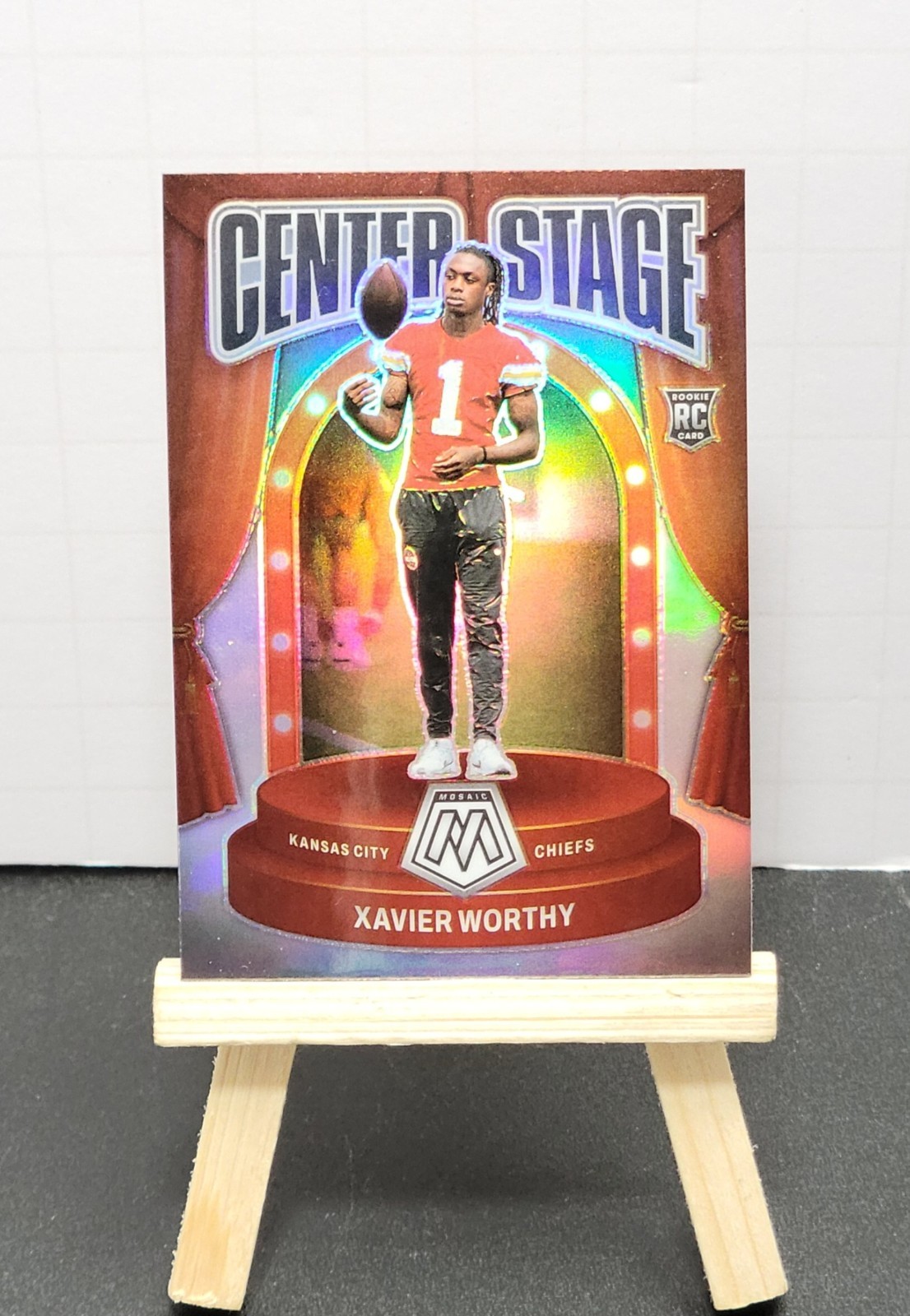 Xavier Worthy RC 2024 Mosaic Football Center Stage Silver Prizm Parallel #5