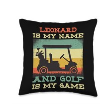 Leonard Is My Name Golf Is My Game Full Swing Hole Player Throw Pillow