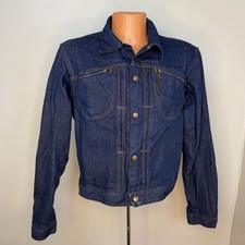 Vintage 1960s Western Denim Jacket 50s 60s Roebucks Sears Front Pleats Zippers