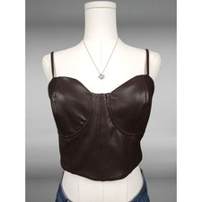 Y2K Corset Crop Top M Brown Bustier Bodycon NWT Festival Going Out Express