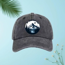 On Mountain Time Baseball Cap, Vintage Washed Dad Hat for Hiking  Camping