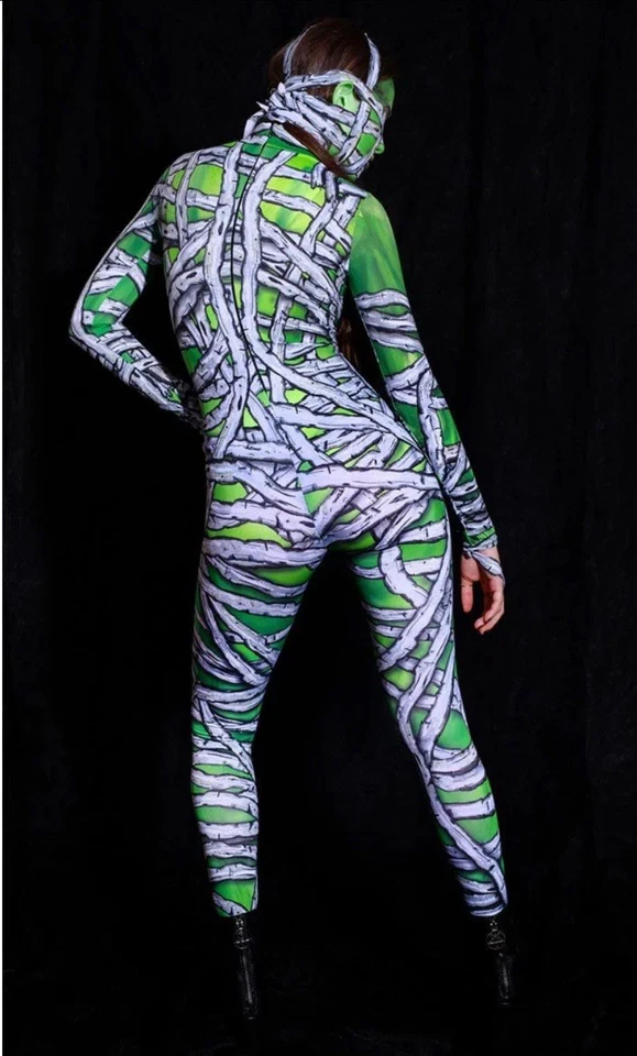 LMT EDT Diablo Caminando Mujer Disfraz Momia Talla S UV Negro Luz Reactiva Agotado Foto 3 de 4