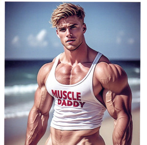 Shirtless Hung Blonde Muscle Daddy Hunk Fantasy 5x7 Photo Photograph Reprint 171