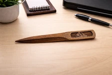 Preowned Wooden Letter Opener With Sail Boat Engraving Collectable 8" long