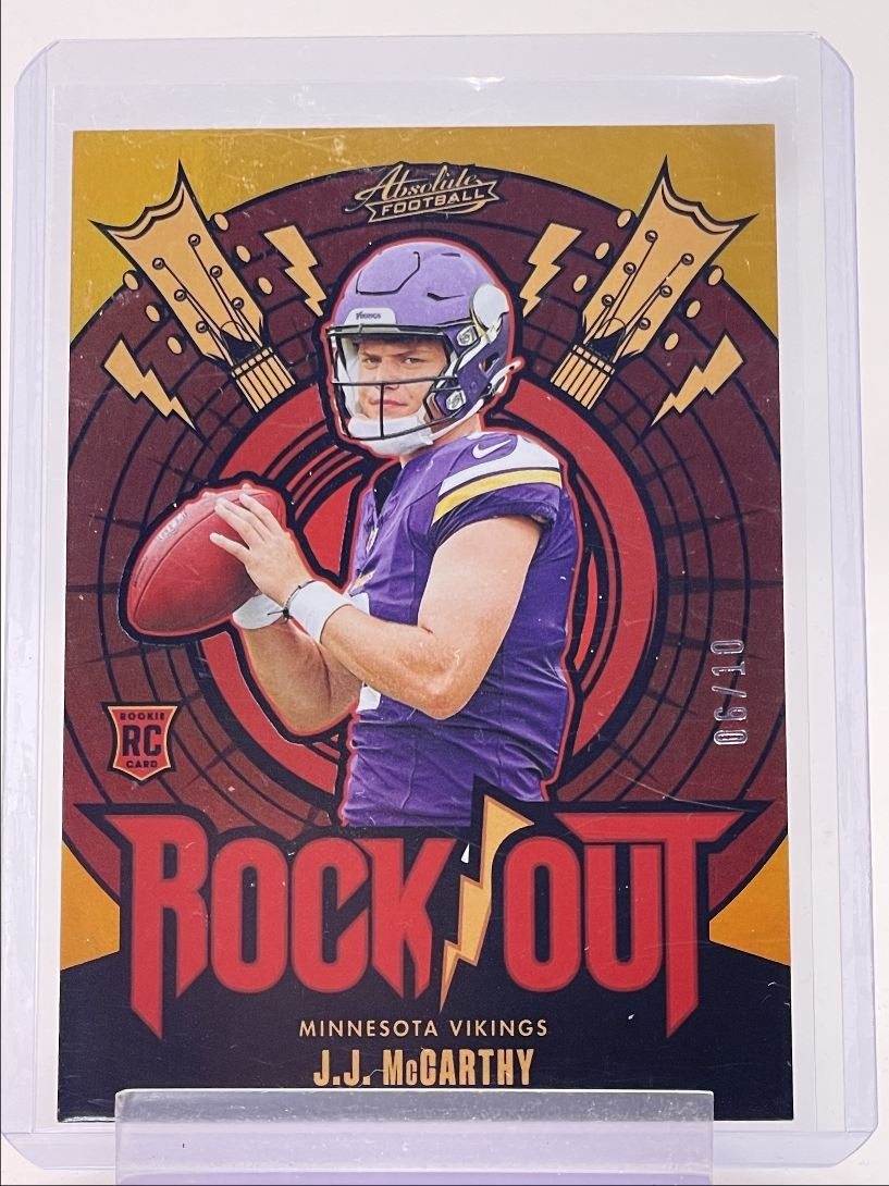 JJ McCarthy Panini Absolute Rock Out #ROJMY Gold Spectrum