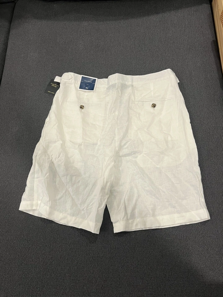 Pantalones cortos Club Room de lino para hombre marfil talla 34 Foto 3 de 3