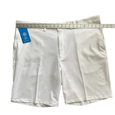 Haggar Cool Pro 18 Men's Shorts Golf Dry Tech Flex Waste Lightweight White 44W