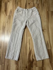 Liz Claiborne Lizwear Linen Cotton Blend Pants Jeans Size 12 Beige Lizsport