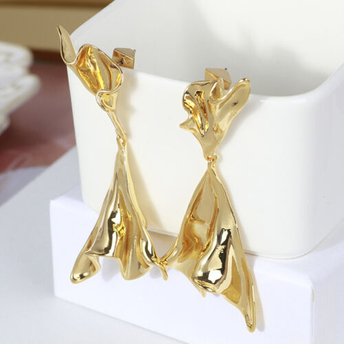 Alexis Bittar Gold Astoria Crumpled Nova Drop Dangle Earrings with Gift Box - Afbeelding 1 van 10