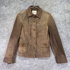 Harolds Button Down Leather Jacket Small Womens Soft