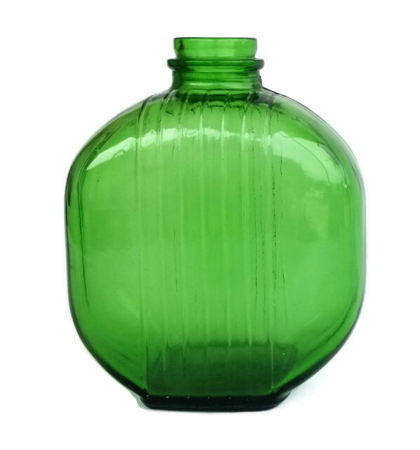 Forest Green Depression OWENS ILLINOIS 1933 Ribbed Glass Vintage WATER BOTTLE