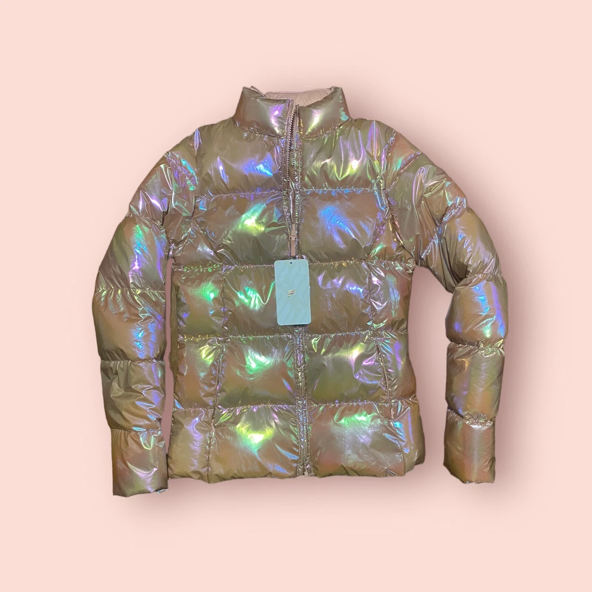 Fabletics Size Small/6 Palmer Shine Puffer Jacket Pink Holographic