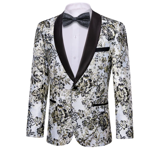 Para Hombres Floral Esmoquin Cena Chaqueta Calce Regular Chal Solapa Paisley Baile de graduación Fiesta Traje - Imagen 95 de 236
