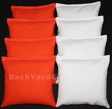 ALL WEATHER CORNHOLE BEAN BAGS Orange  White Resin Filled WATERPROOF