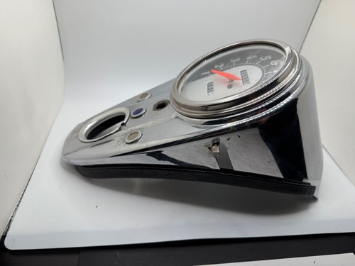 Velocímetro de cabeza de pala Harley Davidson Panhead de colección con cubierta de tablero cromada - Imagen 11 de 12