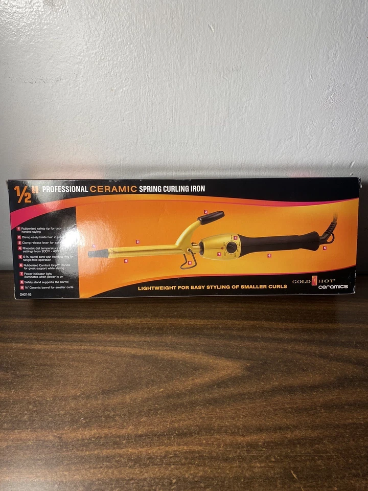 Rizador de resorte de cerámica profesional Gold 'N Hot, 1/2 pulgada nuevo Foto 2 de 4
