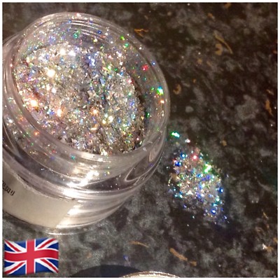 Neueste hochwertigste Mylar Flakes Super Sparkle 1g Pots in Holo Silver  