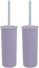 Ribbed Toilet Brush with Bin Lilac, Decorative Bowel Scrub Brush, 2 Pack