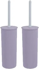 Ribbed Toilet Brush with Bin Lilac, Decorative Bowel Scrub Brush, 2 Pack