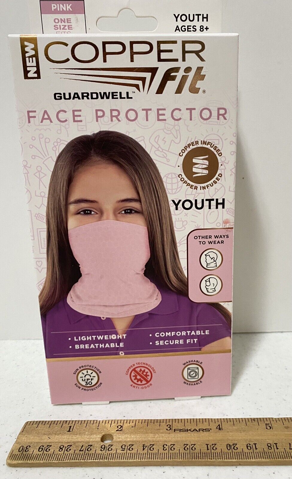 New 春先取りの Copper Fit Guardwell Face Protector Youth NIB 8+ 安いそれに目立つ Ages Pink