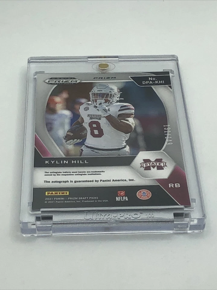 2021 Panini Prizm Draft Picks Kylin Hill RC Blue Prizm Auto /149 - Image 2 of 2