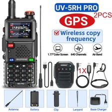 2Pcs Baofeng 5RH PRO GPS Walkie Talkie Multi Band Rechargeable Two Way Radio Kit