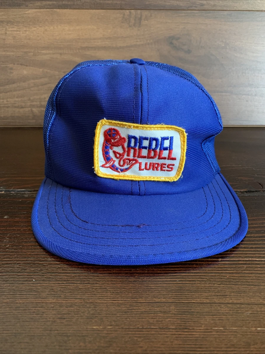 VTG Rebel Lures Fishing Patch Snapback Trucker Hat Cap Snap Back Mesh Young  An