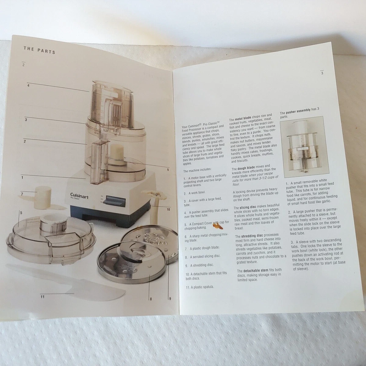 Cuisinart DLC-10 Pro Classic 7 Cup Food Processor Instruction Manual Recipe Book