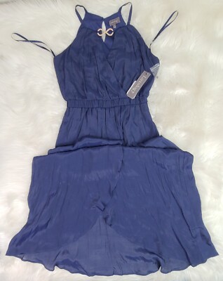 Luxology Tank Dress Women s Navy SZ(4) Golden Middle Chest Logo 