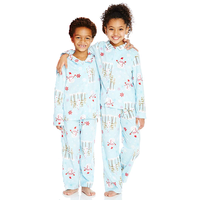 Karen Neuburger Minky Fleece Collared Snowman Pj 2Pc Set, Small