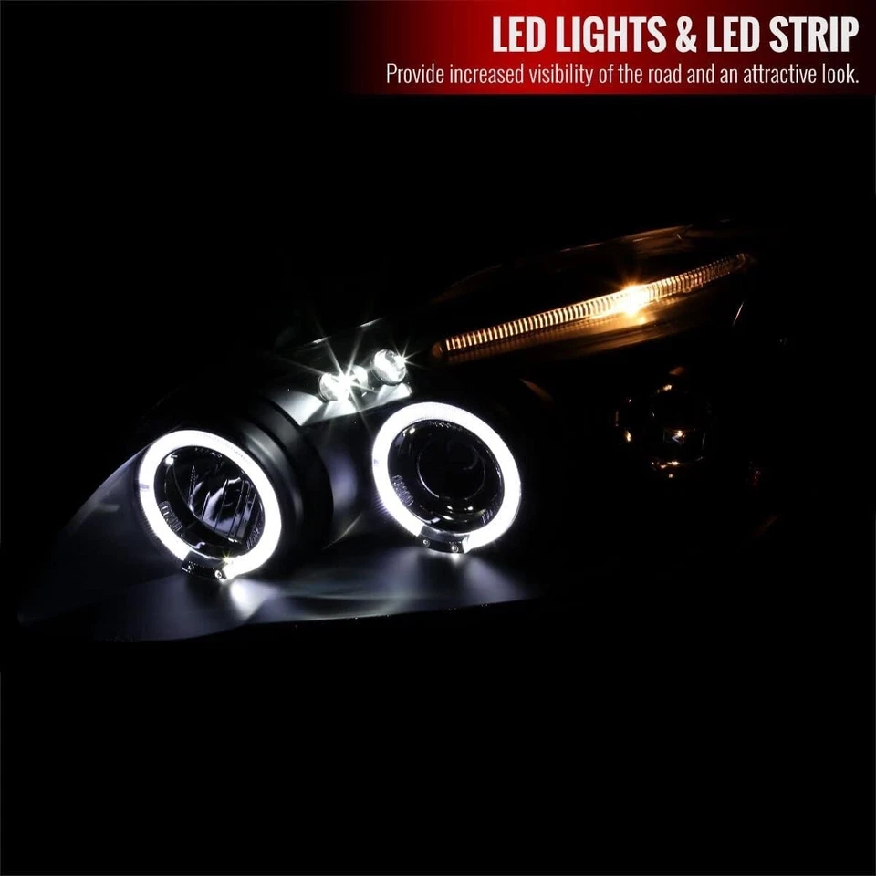 Par de faros proyectores LED halo negros para Toyota Corolla 2003-2008 Foto 2 de 4