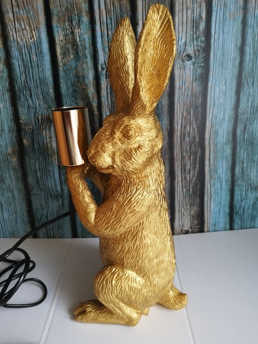 Tierlampe Hase Kaninchen 34 cm gold Tisch Lampe Deko Nachttischlampe 6LMP748 - Bild 2 von 5