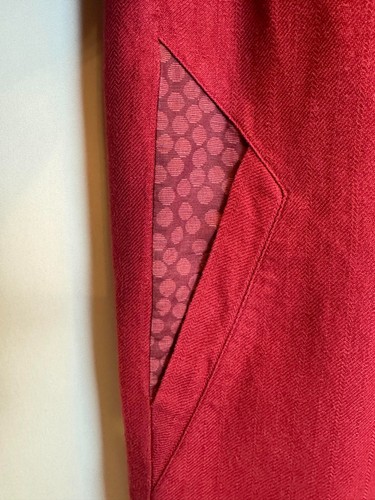 Gudrun Sjoden Size M Burgundy Linen Blend Cotton Lined Trench Coat Button Up - Picture 13 of 20