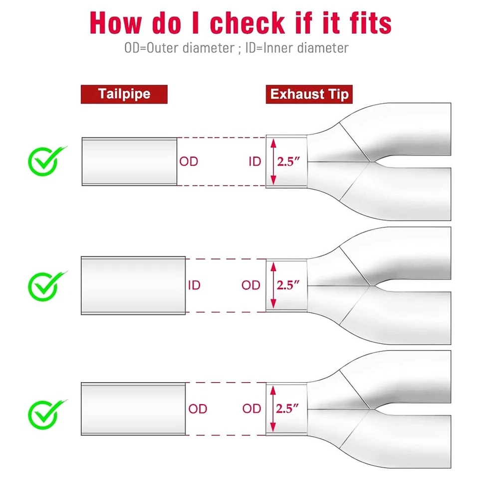 Exhaust Tip 2.5" to 3" Long 9.5" Double Wall For Mercedes-Benz CLK280 CLK320 - Image 4 of 4