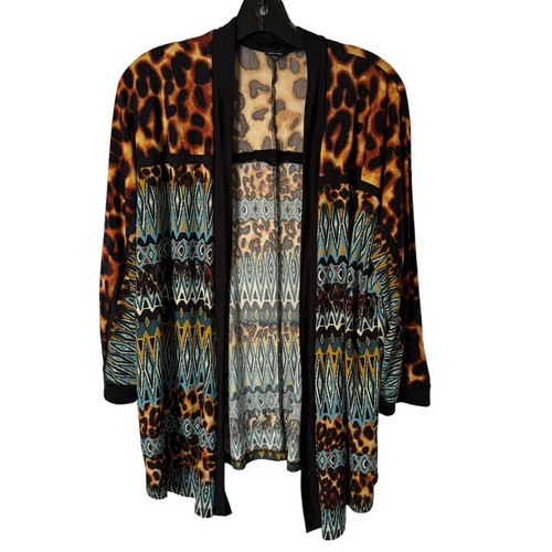 Rafaella Jacket Size L Brown Multi Open Front Women Jacket - Picture 8 of 12