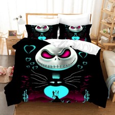 Beautiful Jack and Sally 3D Skull Duvet Cover with Pillow Cover Bed Sets