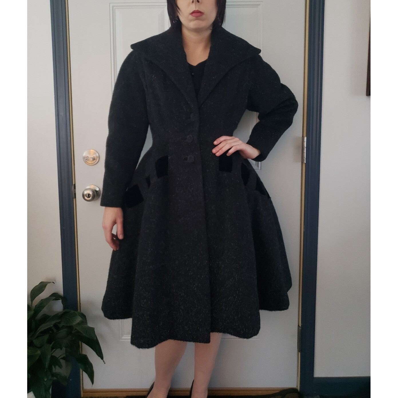40s/50s Lilli Ann Fur Infused Wool Princess Coat - image 1