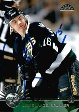 Jamie Langenbrunner Signed Auto 1995-96 The Leaf Set Rookie card Dallas Stars. rookie card picture