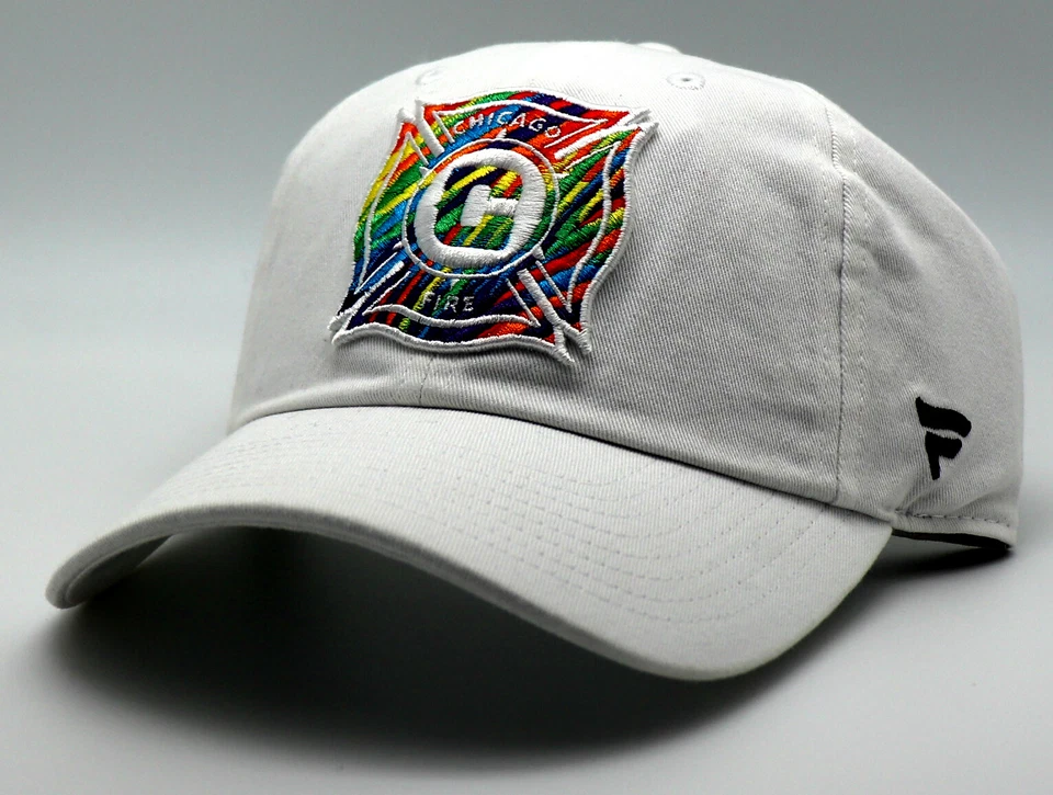 Chicago Fire FC New Fanatics LGBTQ Pride Rainbow White Dad Era Strapback Hat Cap - Image 2 of 4
