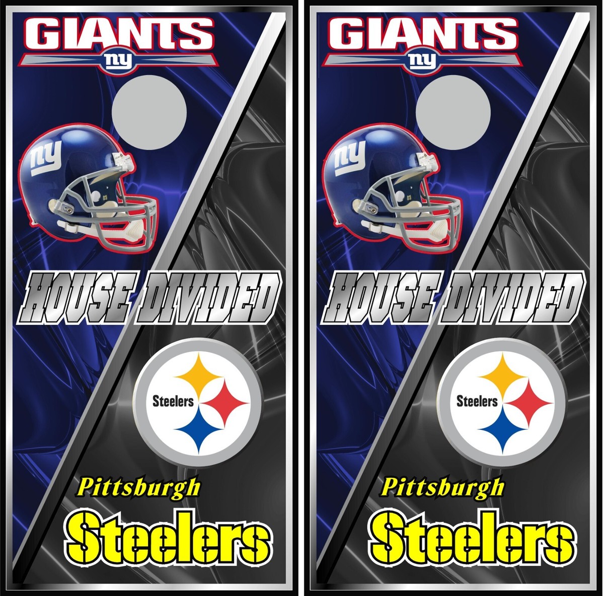 ny giants steelers house divided 0264p cornhole board vinyl