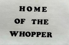 Original Vintage Home Of The Whopper Mini Iron On Transfer