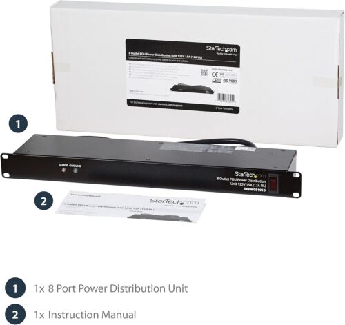 8 Outlet Horizontal 1U Rack Mount PDU Power Strip for Network Server Racks - ... - Picture 7 of 9