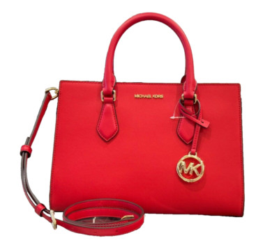 MICHAEL KORS  SHEILA MEDIUM CENTER ZIP SHOULDER CROSSBODY BAG BRIGHT RED