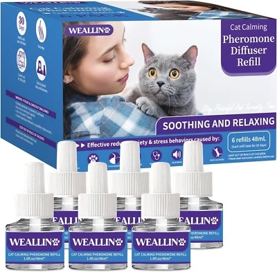 XEROME 6 Pack Cat Calming Plug-in Refills Cat Pheromone Diffuser Refills Vial 60