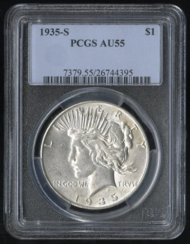 US Coin 1935-S Peace Silver Dollar $1 PCGS AU55 Key Date! NO RESERVE!