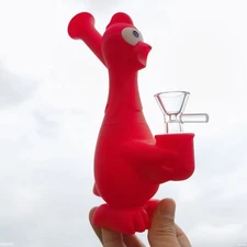 6.8" Silicone Hookah Bong Red Screaming Chicken Smoking Water Pipe Unbreakable 