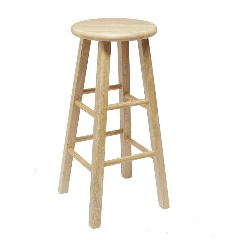 29" Natural Wood Backless Bar Stool Not Assembly Classic Look Eco-Friendly Brief - Image 2 of 4