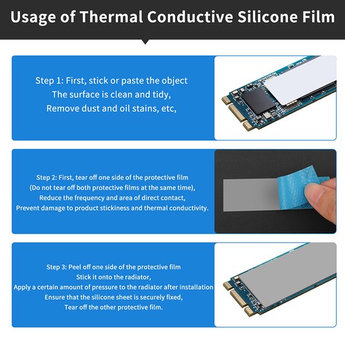 2Pcs 15W M.2 Thermal Pad Conductive Pad Sheet 0.5/1.0/1.5MM Silicon Thermal P FD - Afbeelding 6 van 15