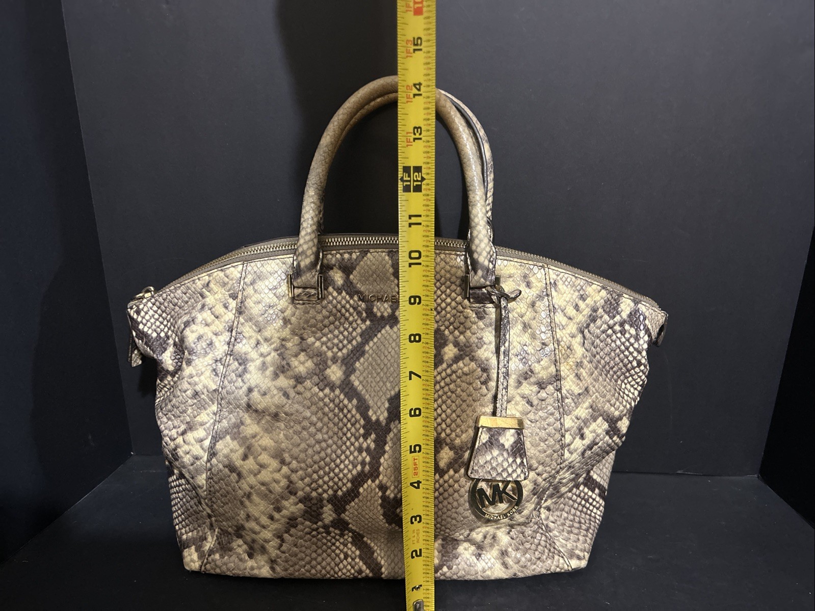 Michael Kors Riley Python Embossed Leather Satche… - image 8